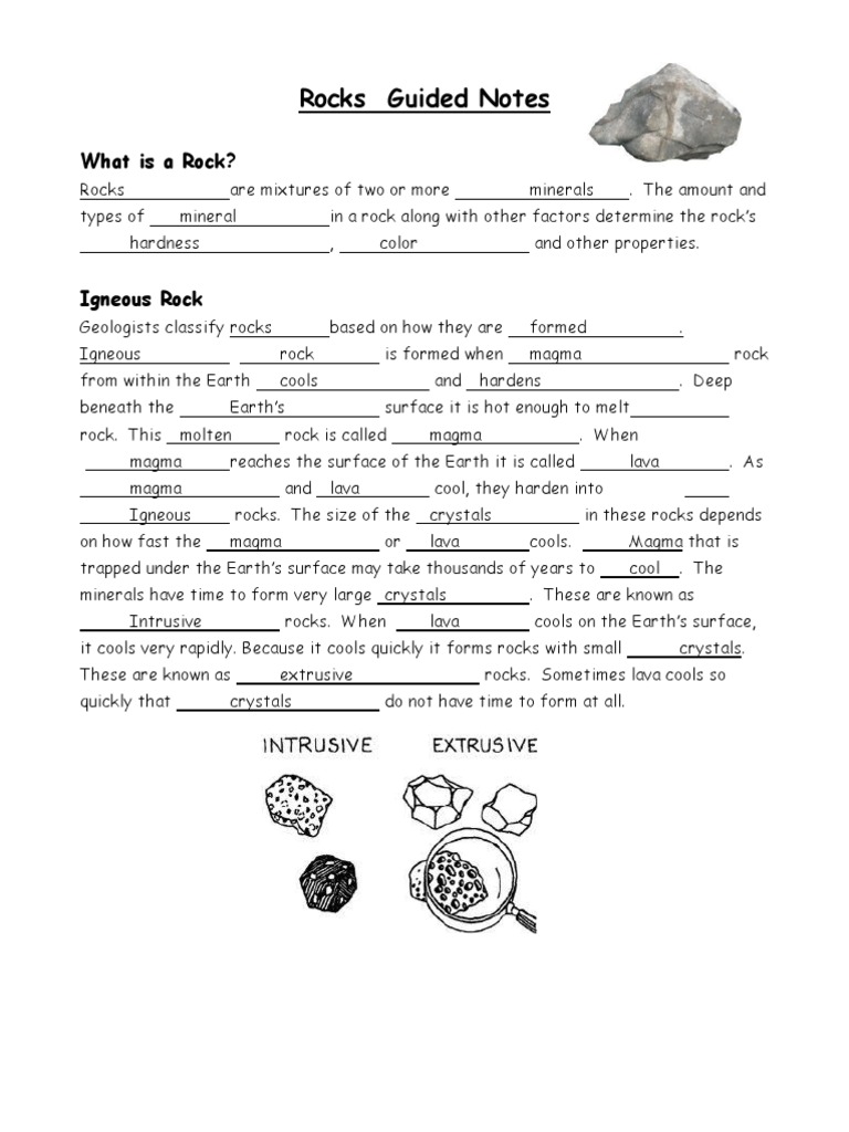 Rocks Guided Notes With Answers Rock (Geology) Sedimentary Rock