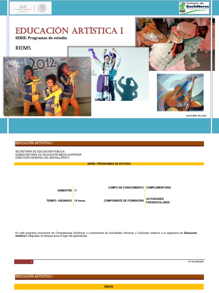 Prog - Educ. Art. I | PDF | Educación en artes visuales | Plan de estudios
