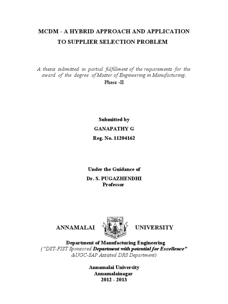 MCDM Hybrid Approach for Supplier Selection | PDF