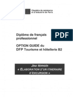 Jeu Témoin DFP Tourisme Et Hôtellerie Option Guide B2