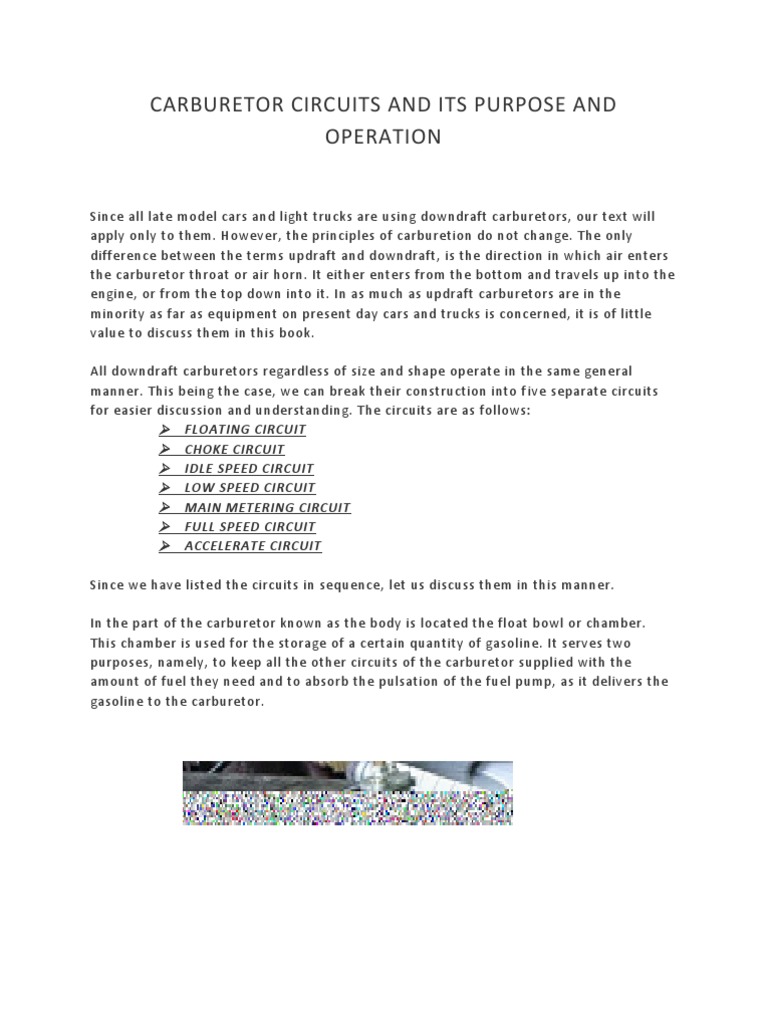 Carburetor Circuits and Its Purpose and Operation PDF Carburetor