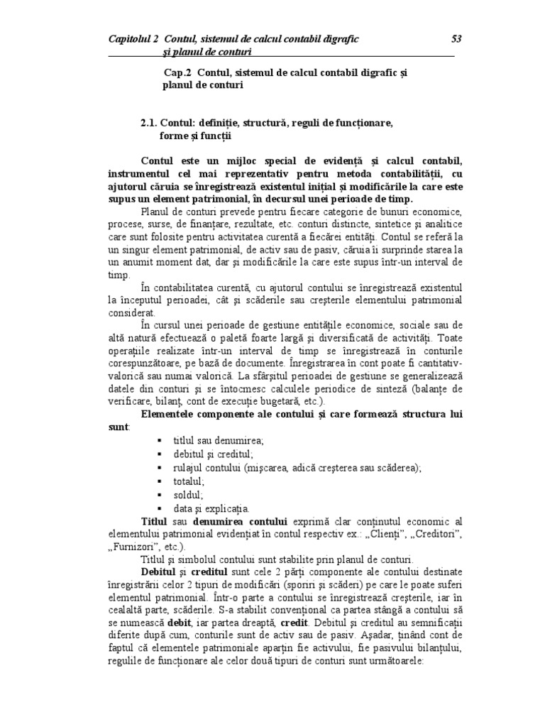 Cap. 2 Contul Si Sistemul de Calcul Contabil Digrafic - 15pag | PDF