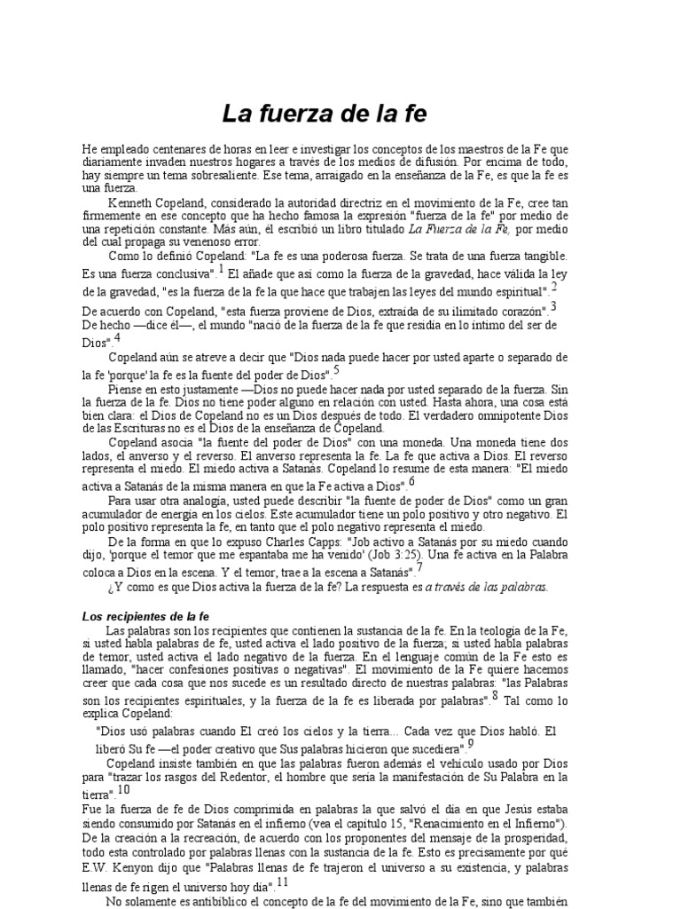 La Fuerza de la Fe y sus Peligros | PDF