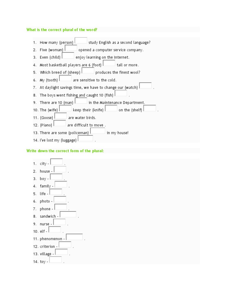 Plural Nouns Worksheet Goose Knife