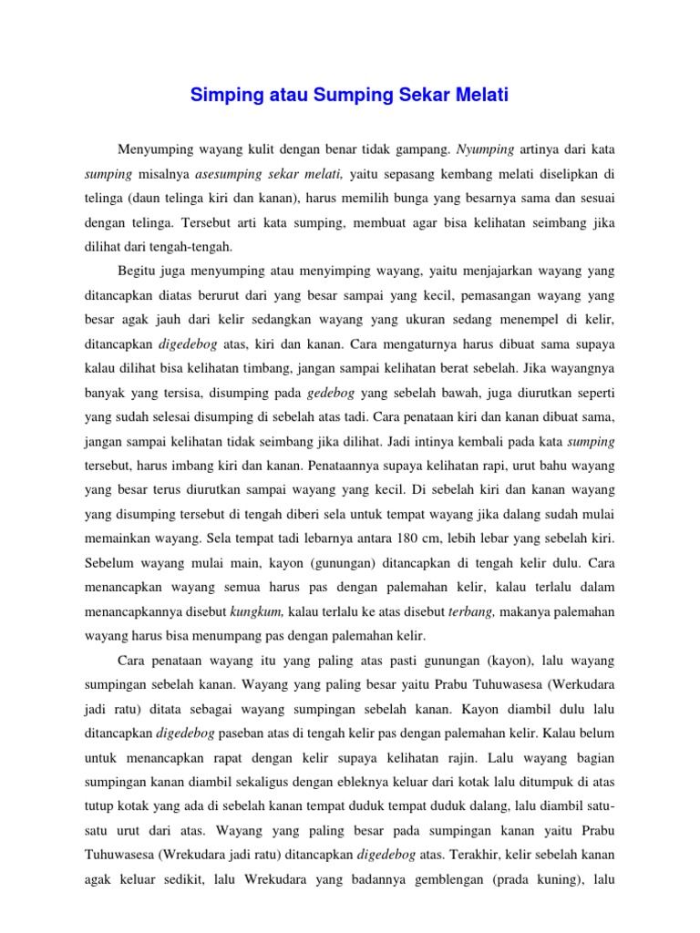 Simping Atau Sumping Sekar Melati | PDF | Seni & Disiplin Bahasa | Seni