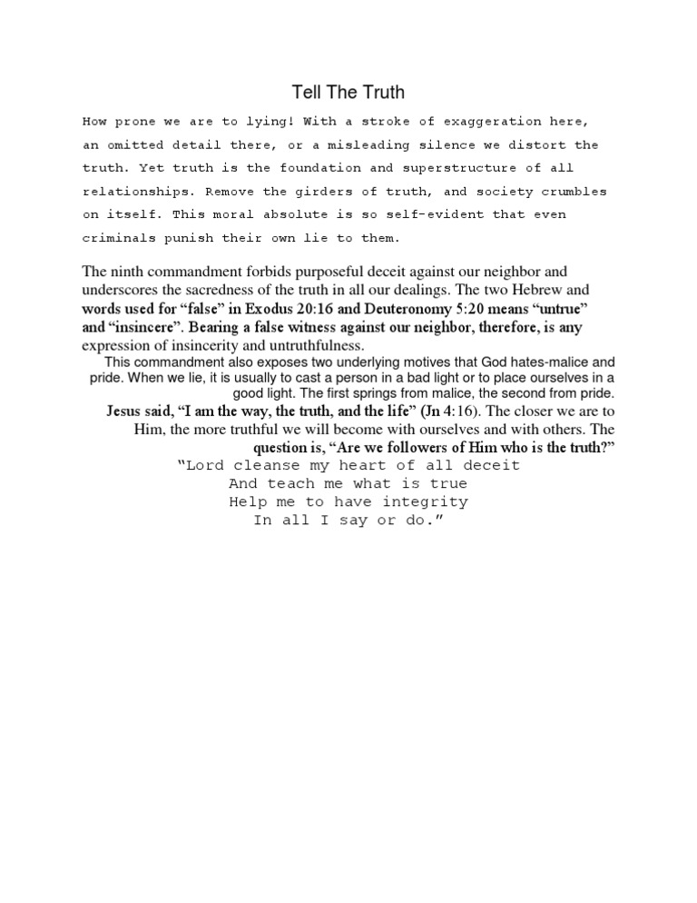 The Importance of Truth in Relationships | PDF