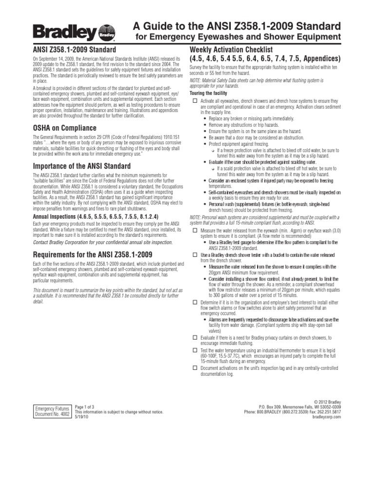 A guide to the ansi z358 1 2009 standard pdf shower safety
