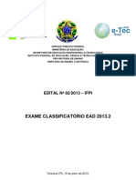Edital Classificatorio Ead 2013.2