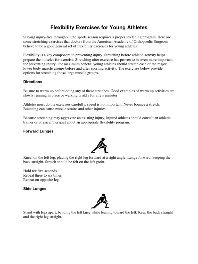 Flexibility Exercises for Young Athletes | PDF | Flexibility (Anatomy ...