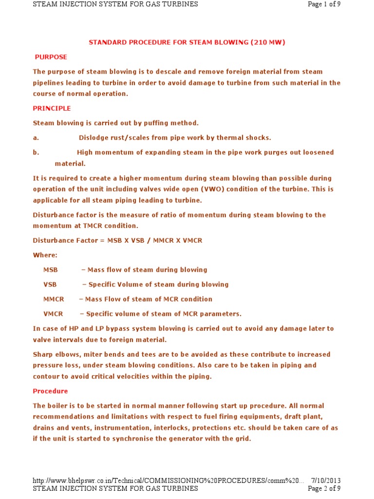 Standard Procedure for Steam Blowing Piping to Remove Foreign Material Prior to Operation of a