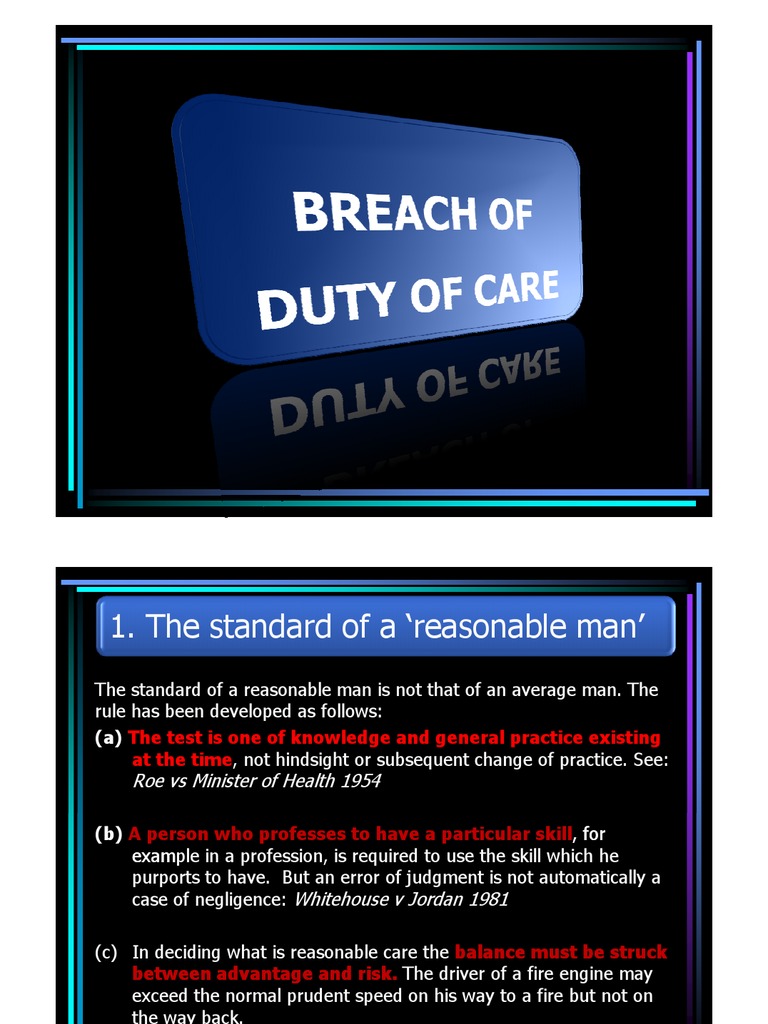 Lecture 9C Breach of Duty of Care (1) Negligence Civil Law (Legal