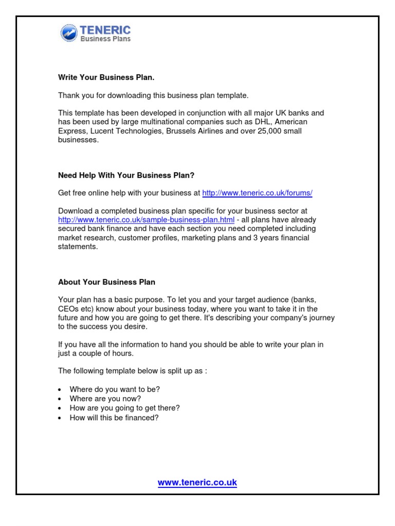 Business Plan Template  PDF  Business Plan  Swot An
alysis With Business Reorganization Plan Template