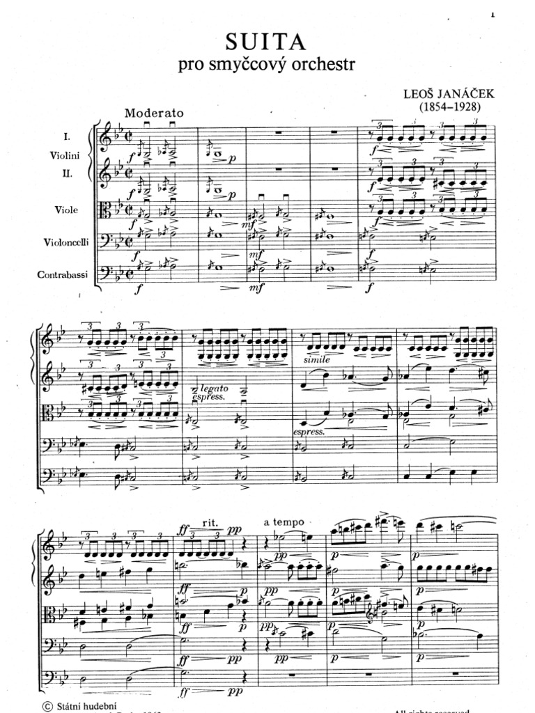 Janacek Suite for String Orchestra Score