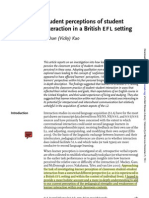 Student Perceptions of Student Interaction in a British EFL Setting