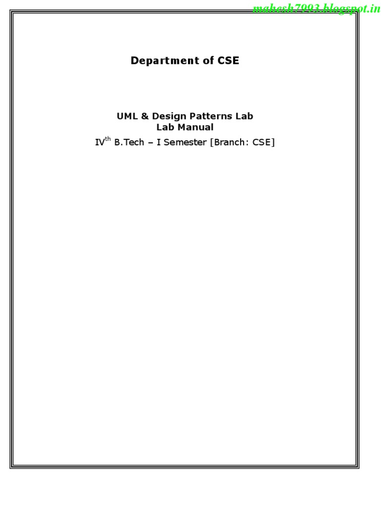 r10 Jntu-k Cse 4-1 Uml & Dp Lab Manual(Dp) | Unified Modeling Language |  System