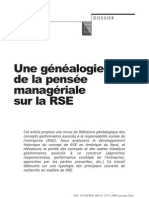 Une Généalogie de La Pensée Managériale Sur La RSE