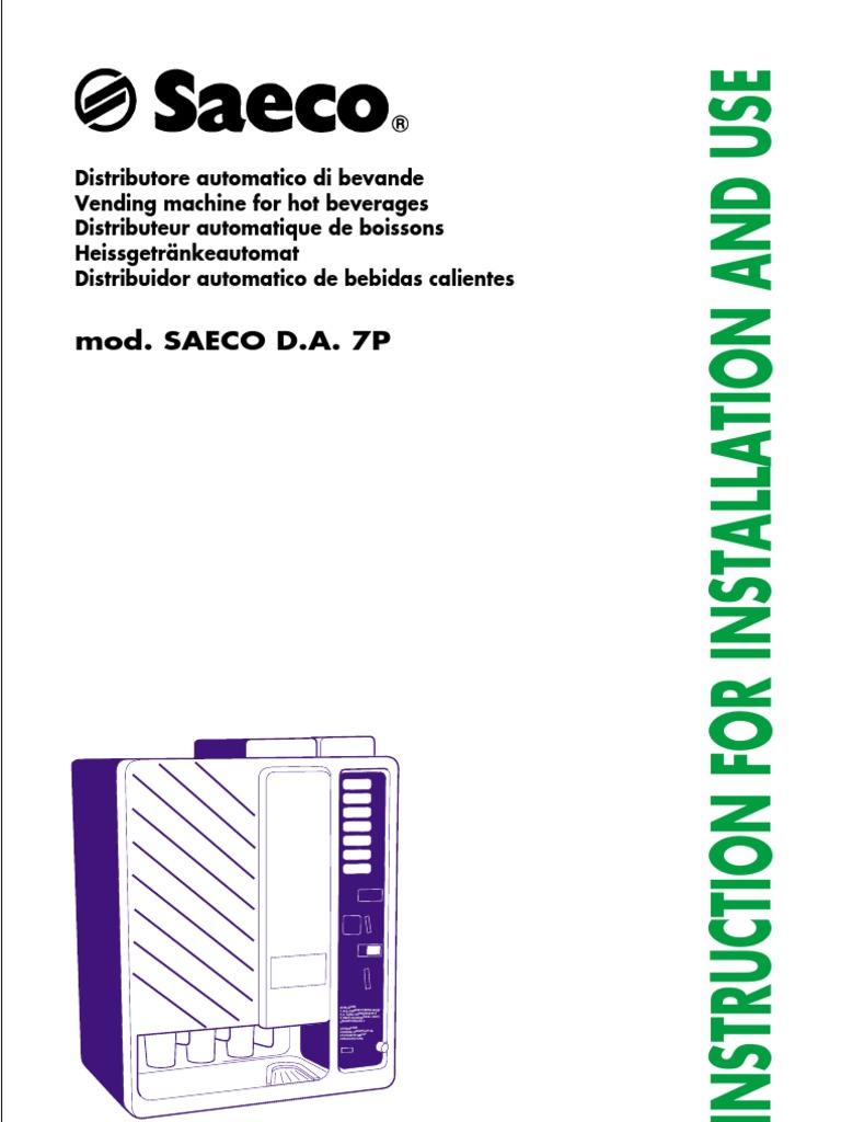 Instruction Manual for the SAECO D.A. 7P Automatic Beverage Vending