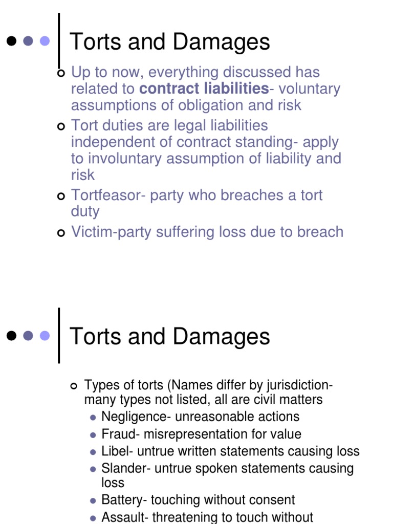 Torts and Damages Overview | PDF | Tort | Damages