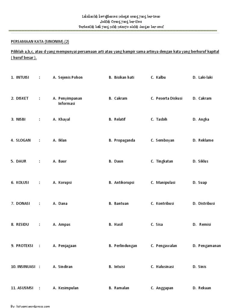 Persamaan Kata | PDF