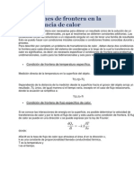 Condiciones de Frontera en La Transferencia de Calor