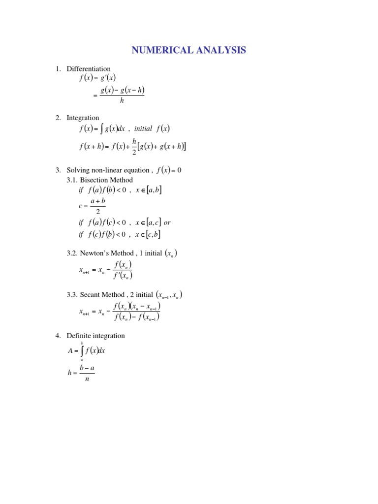 Numerical Analysis PDF Numerical Analysis Differential Calculus