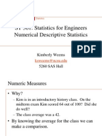 ST 361: Statistics For Engineers Numerical Descriptive Statistics