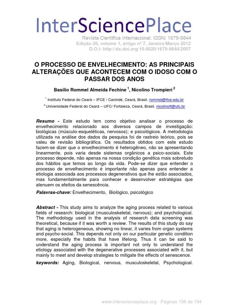 Alterações no Envelhecimento do Idoso | PDF | Terceira idade ...