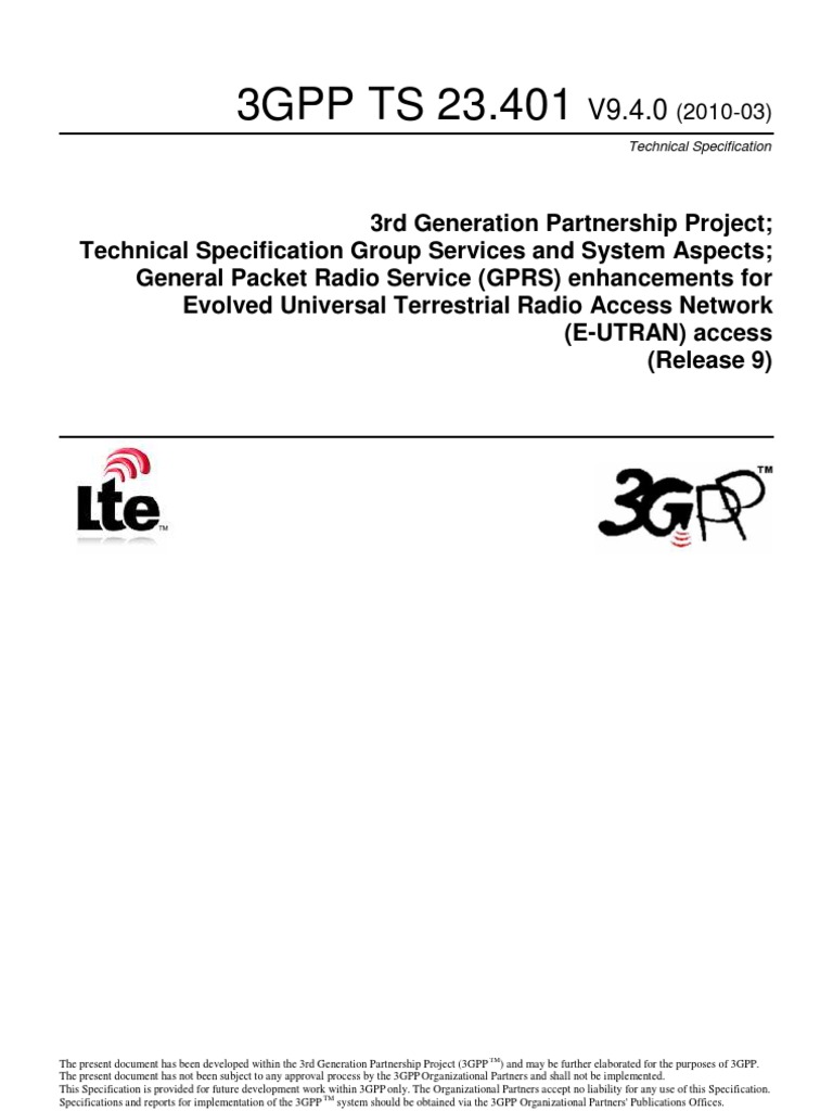 3GPP TS 23.401 PDF | PDF | 3 Gpp | Network Protocols