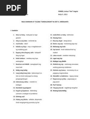 Filipino Assignment Ang Sawikain