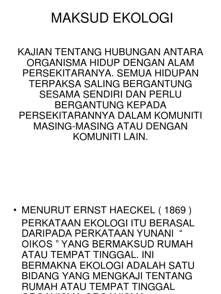 MAKSUD EKOLOGI