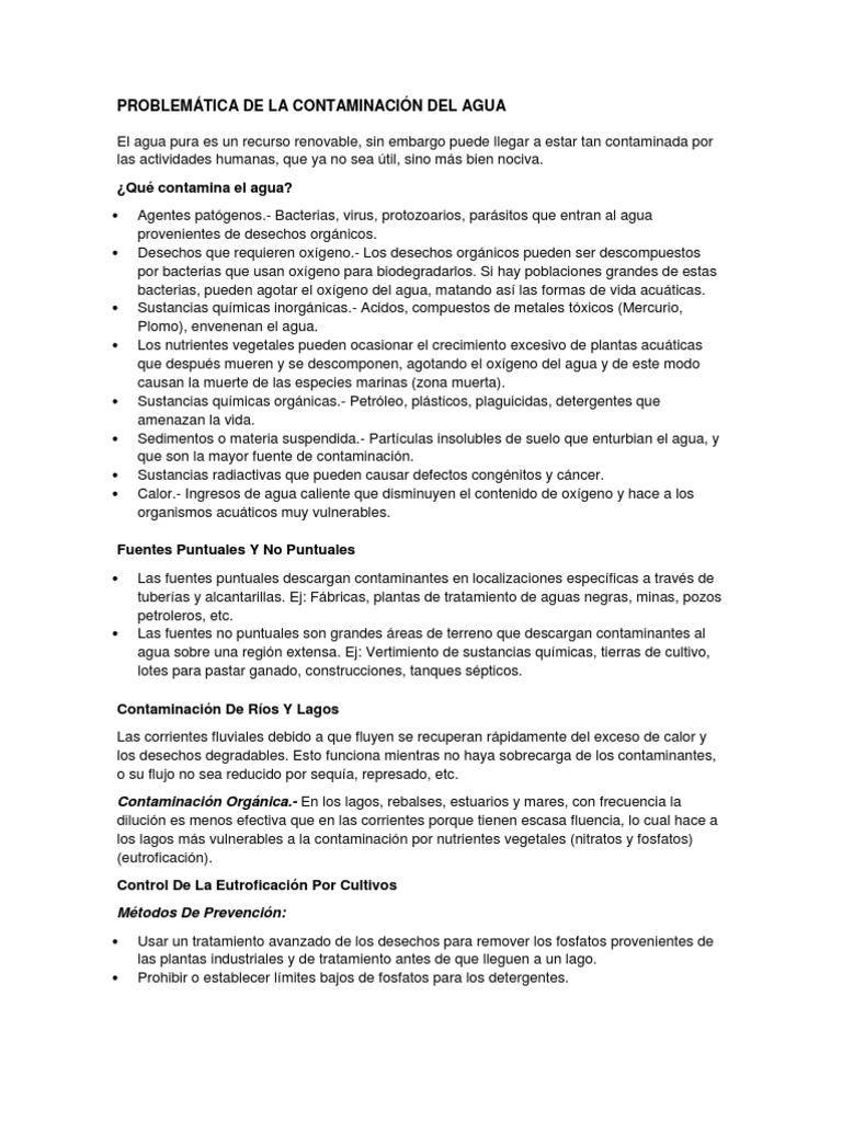 Problemática de La Contaminación Del Agua | PDF