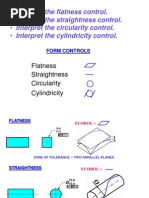 Interpret The Flatness Control. - Interpret The Straightness Control. - Interpret The Circularity Control. - Interpret The Cylindricity Control