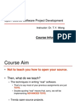 Open-Source Software Project Development Instructor: Dr. T.Y. Wong Course