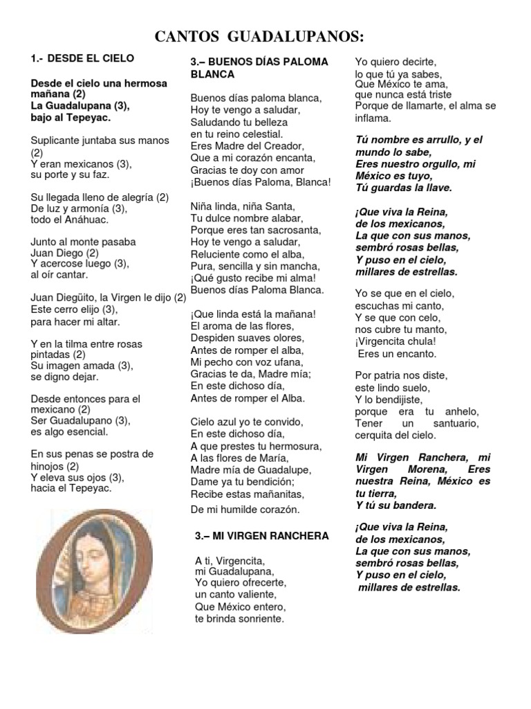 Cantos Guadalupe PDF María, madre de Jesús Amor