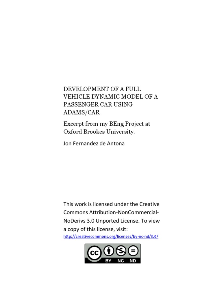 Development of A Full Vehicle Dynamic Model of A Passenger Car Using ...