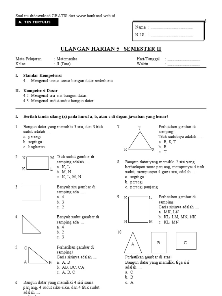 [Www.banksoal.web.Id] Soal SD Kelas 2 Ulangan Harian 5 Semester II