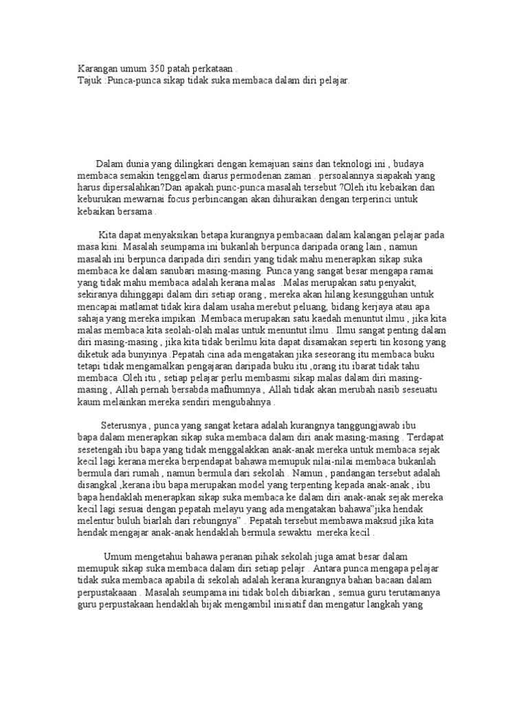 Karangan Umum 350 Patah Perkataan