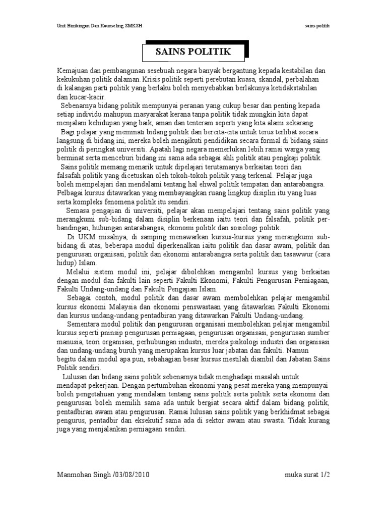 Sains Politik Pdf