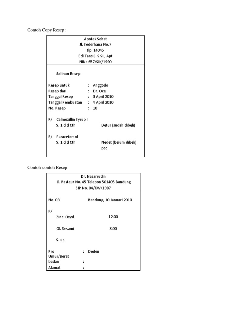 Contoh Copy Resep