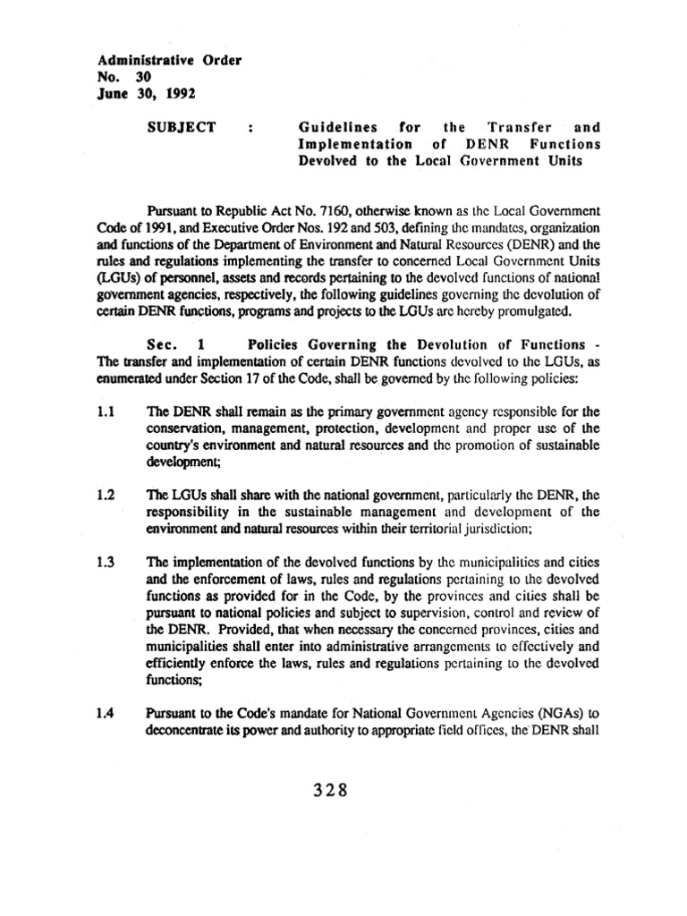 1st Denr Dao 92-30 | PDF | Devolution | U.S. Securities And Exchange ...