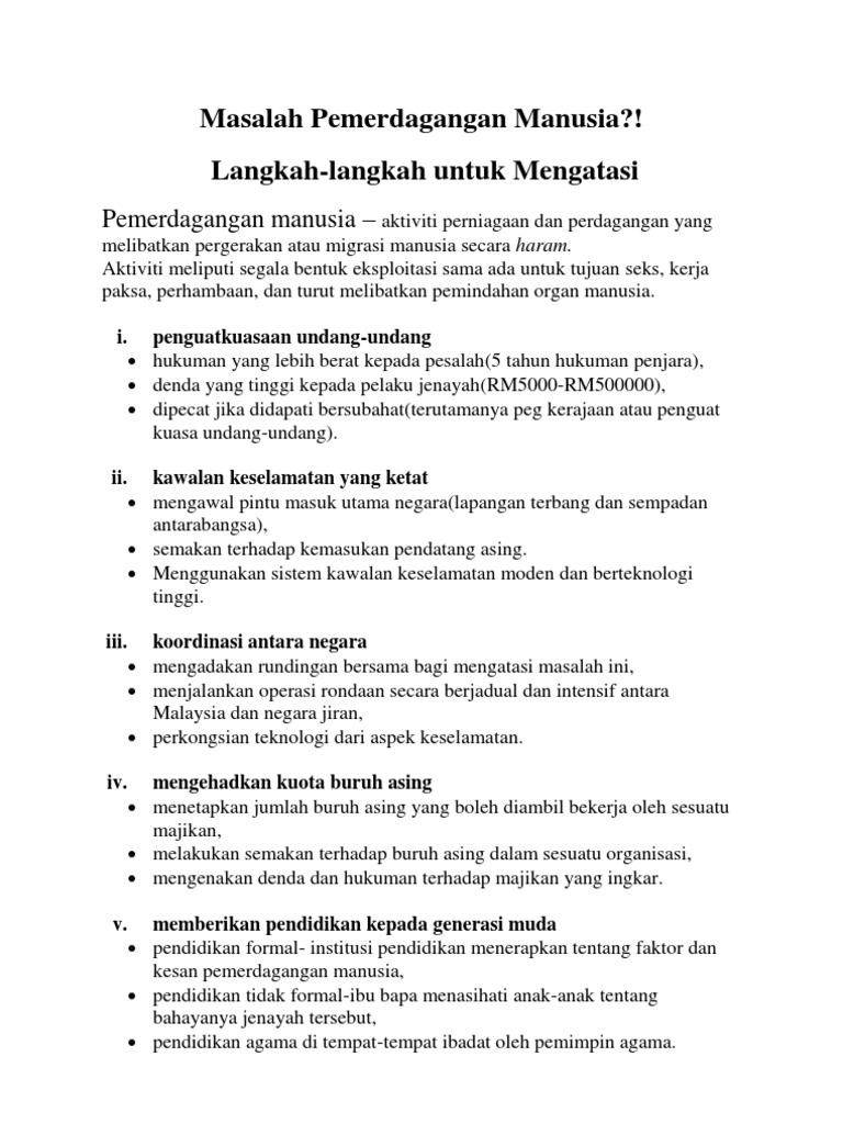 Langkah Mengatasi Pemerdagangan Manusia Pdf