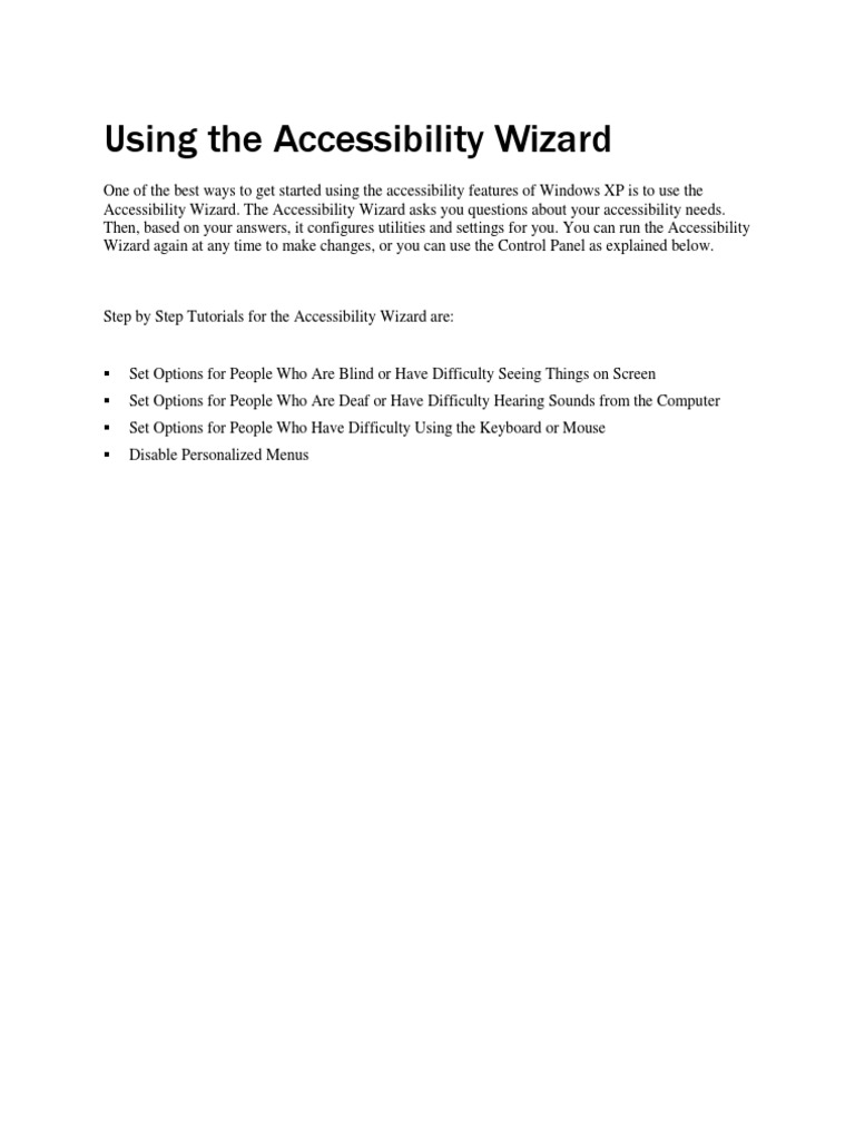 Using The Accessibility Wizard | PDF