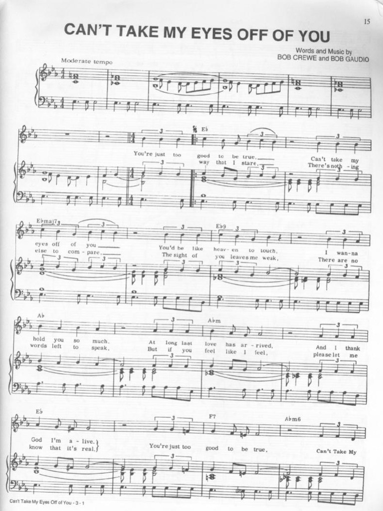 Cant Take My Eyes Off You Lyrics Joseph Vincent Chords