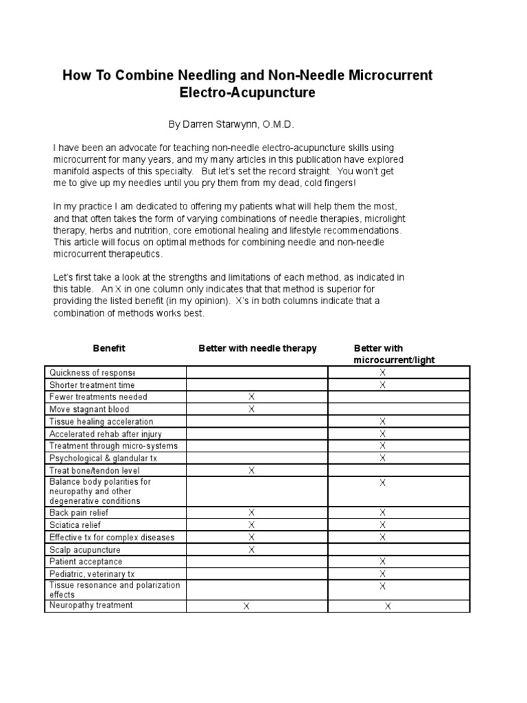 Combining Needle & Microcurrent Therapies | PDF | Acupuncture | Pain