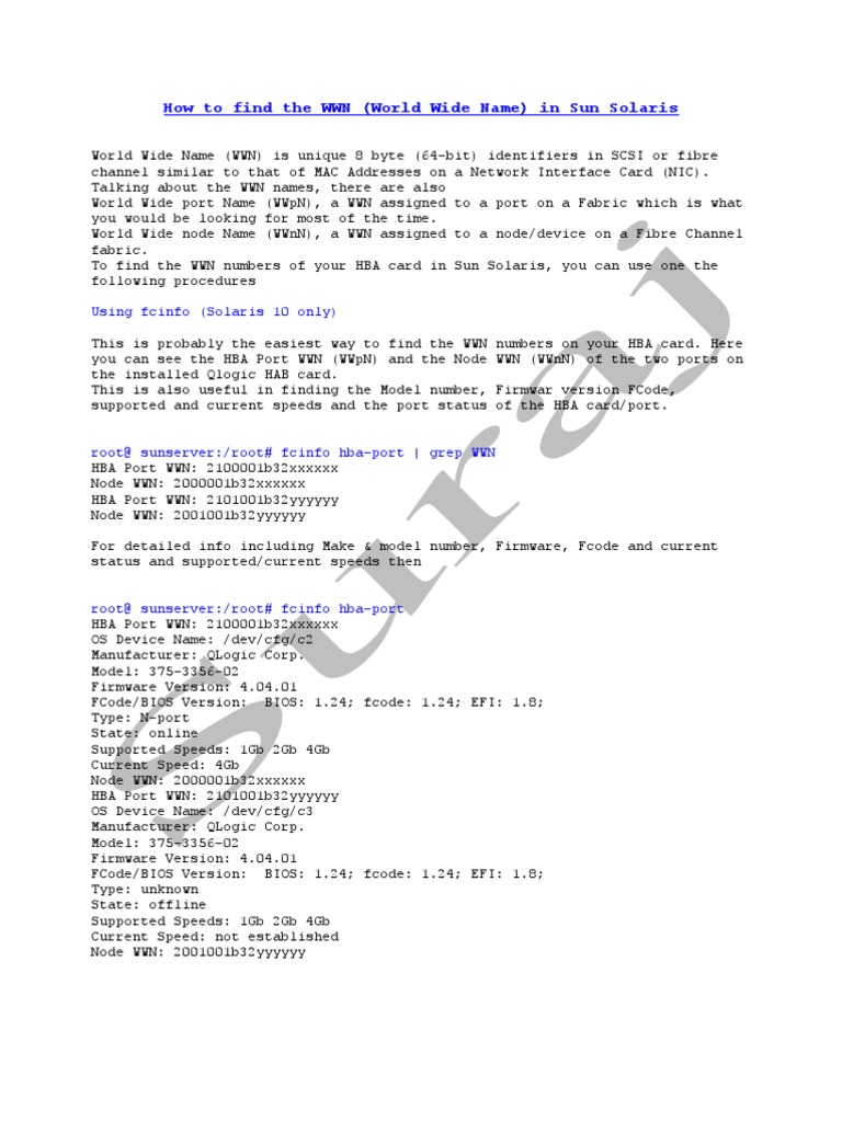 Finding WWN in Sun Solaris Systems | PDF | Computer Engineering ...