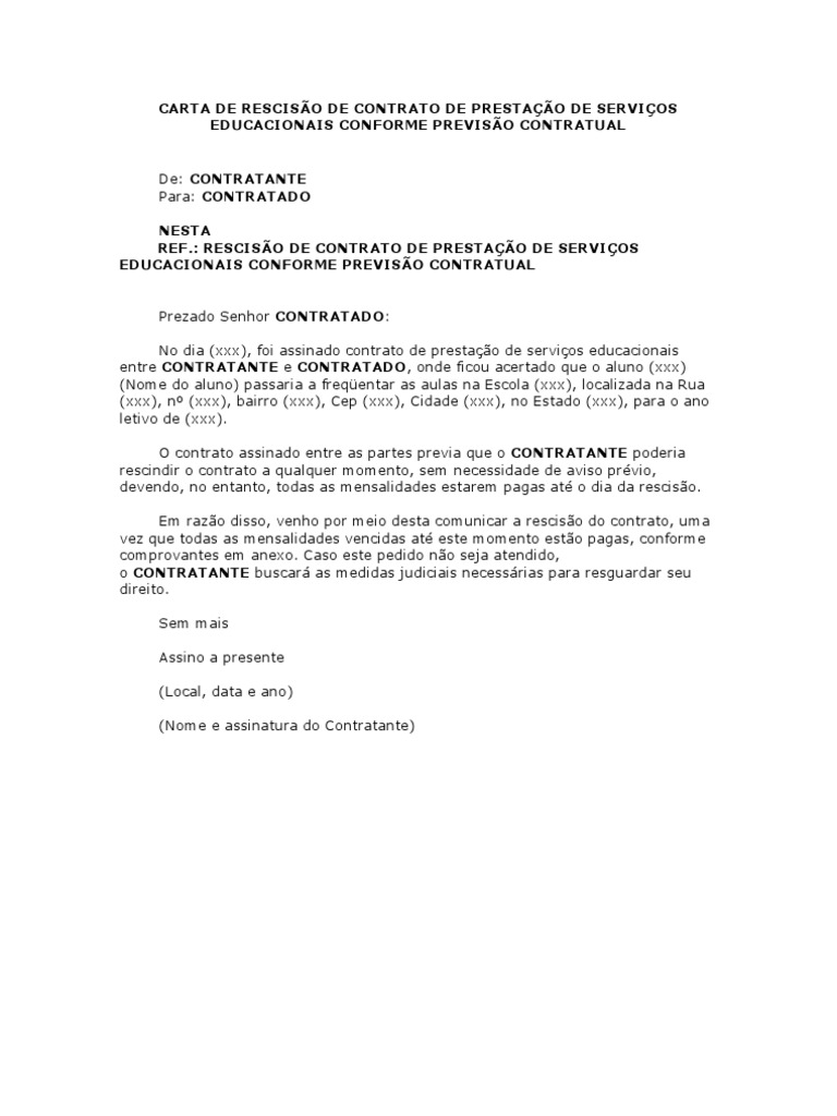 Como Escrever Uma Rescisão De Contrato