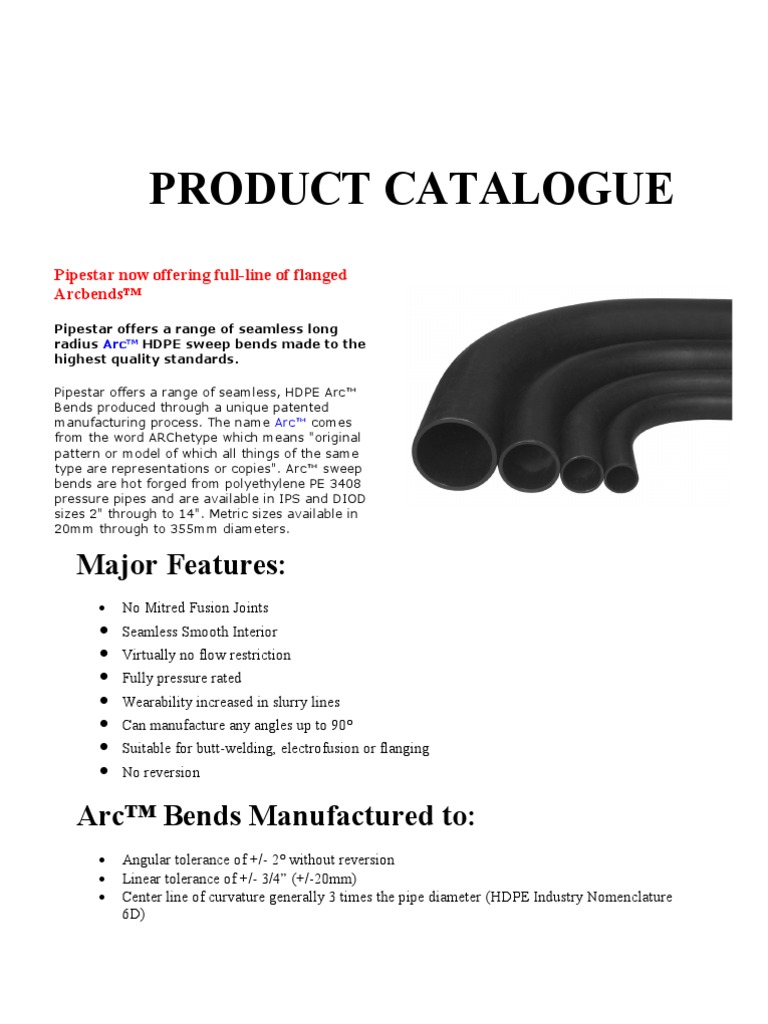 Piping HDPE Product Catalogue Pipestar Engineering Tolerance
