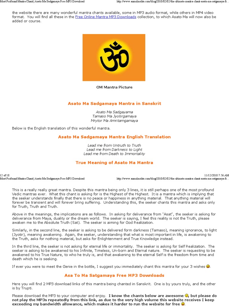 Asa To Ma | PDF | Mantra | Maya (Illusion)