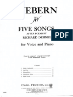 Webern, Five Dehmel Lieder (1908) Score