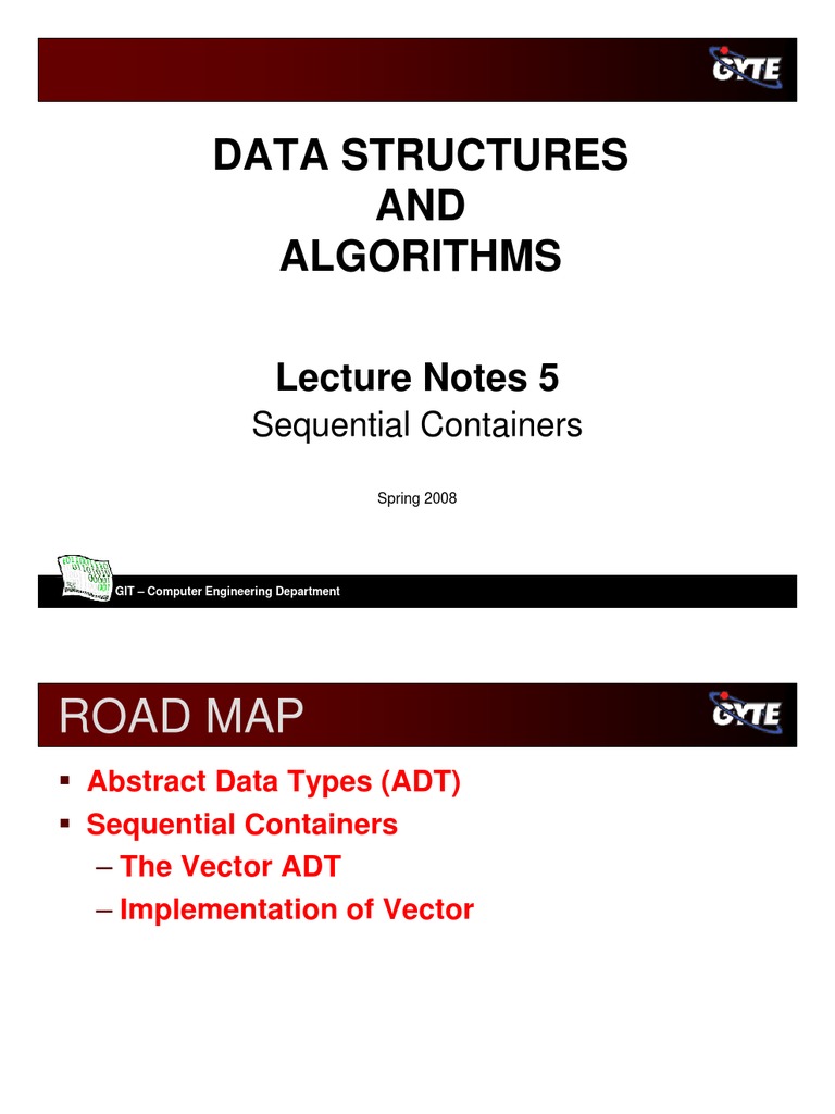 Data Structures AND Algorithms: Lecture Notes 5 | PDF | Array Data ...